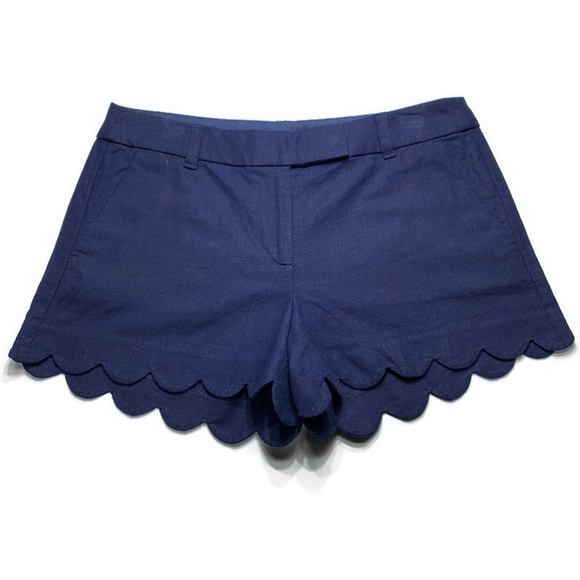 J. Crew Pants - J. Crew White Scallop Linen-Blend Shorts